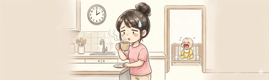 ようやく寝かせつけた後にすぐに起きてきた赤ちゃんが泣きだす。ママの休む暇がない