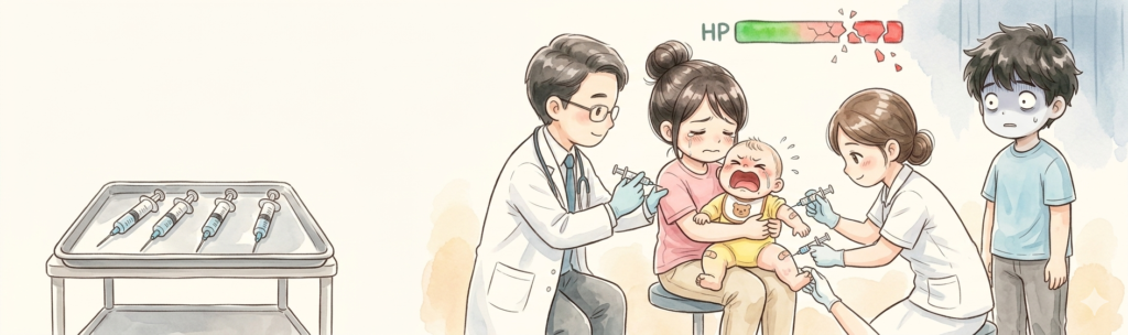 赤ちゃんの予防接種で何度も注射を行うのでパパとママのメンタルが削られている